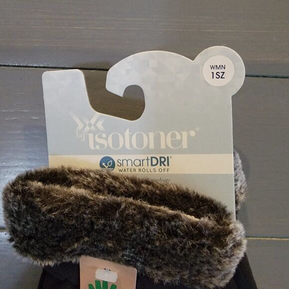 Isotoner Black Women's Lined Recycled Stretch Fleece Water Repellent Glo… - Picture 4 of 7